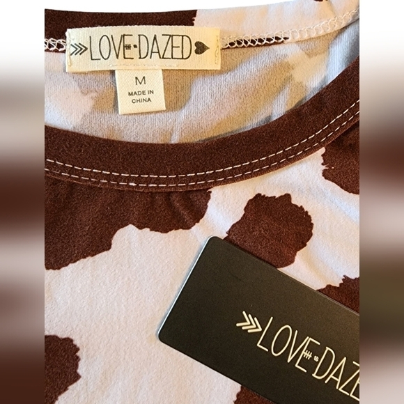 Love Dazed Brown Cow Print Side Keyhole Crop Top Women's Juniors M NWT - Picture 12 of 14